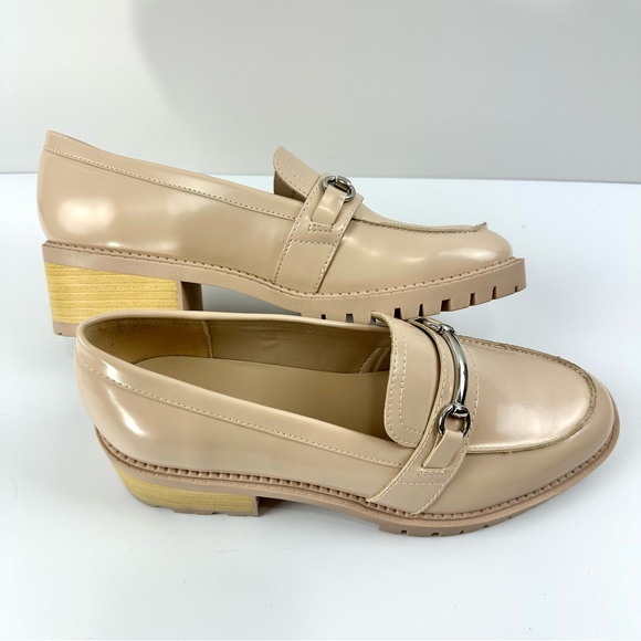 Marc Fisher NEW Women's Sz 10 Cream Dancel Loafer Shoes Chunky Block Heel Nude - Picture 6 of 11